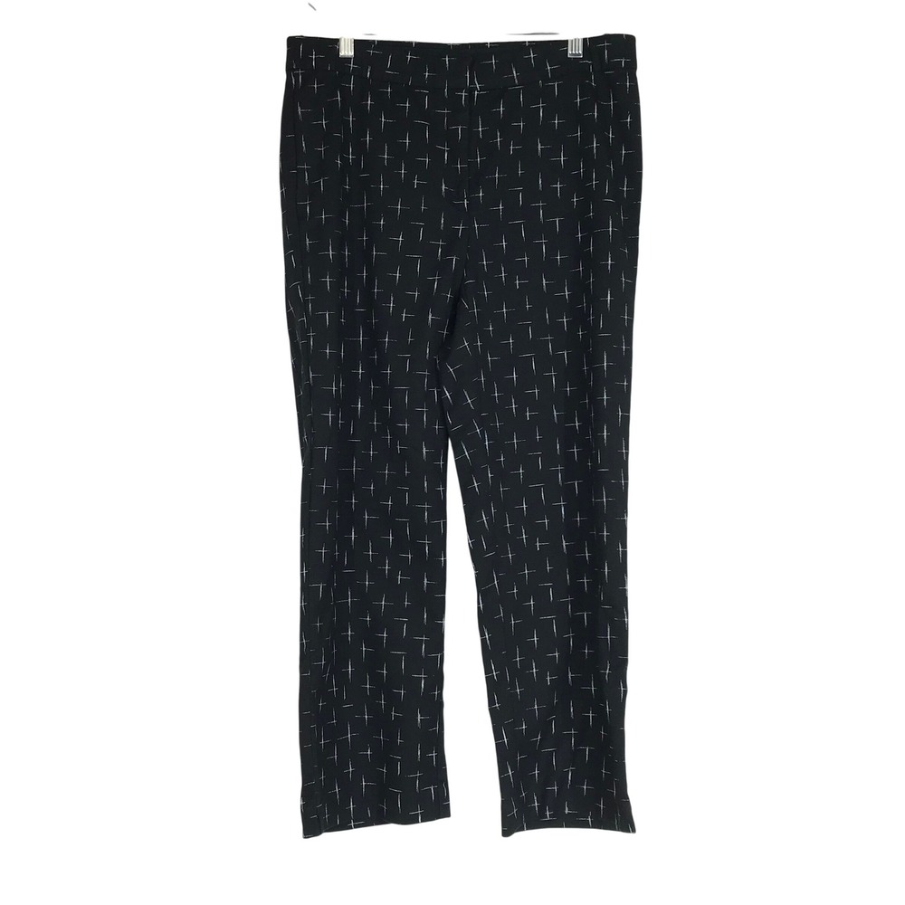 J Jill Black White Dress Pants Trousers Size 8 Geometric Print